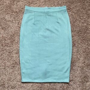 Mint Faux Suede Pencil Skirt